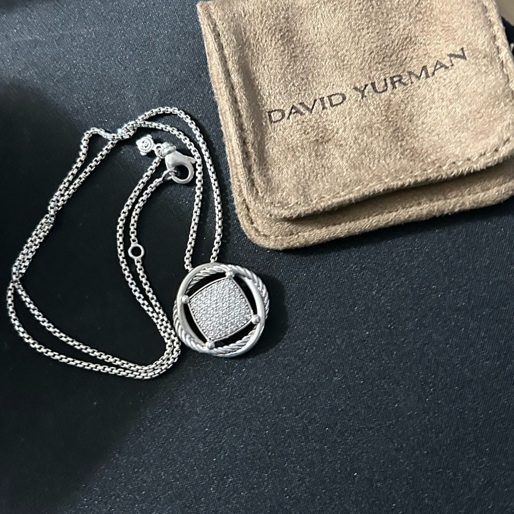 David Yurman INFINITY Pendant with Diamonds on Silver Chain